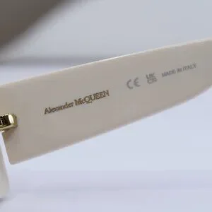 Final Price! Alexander McQueen AM0426S 005 Ivory/Grey Sunglasses Alexander McQueen Square-Frame Recycled Acetate Sunglasses  main image 2